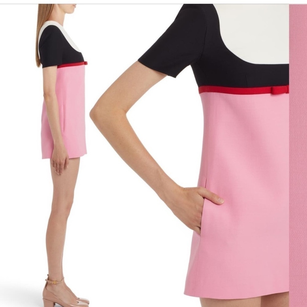 Valentino Colorblock Crepe Couture Minidress Size 36 - Picture 15 of 15